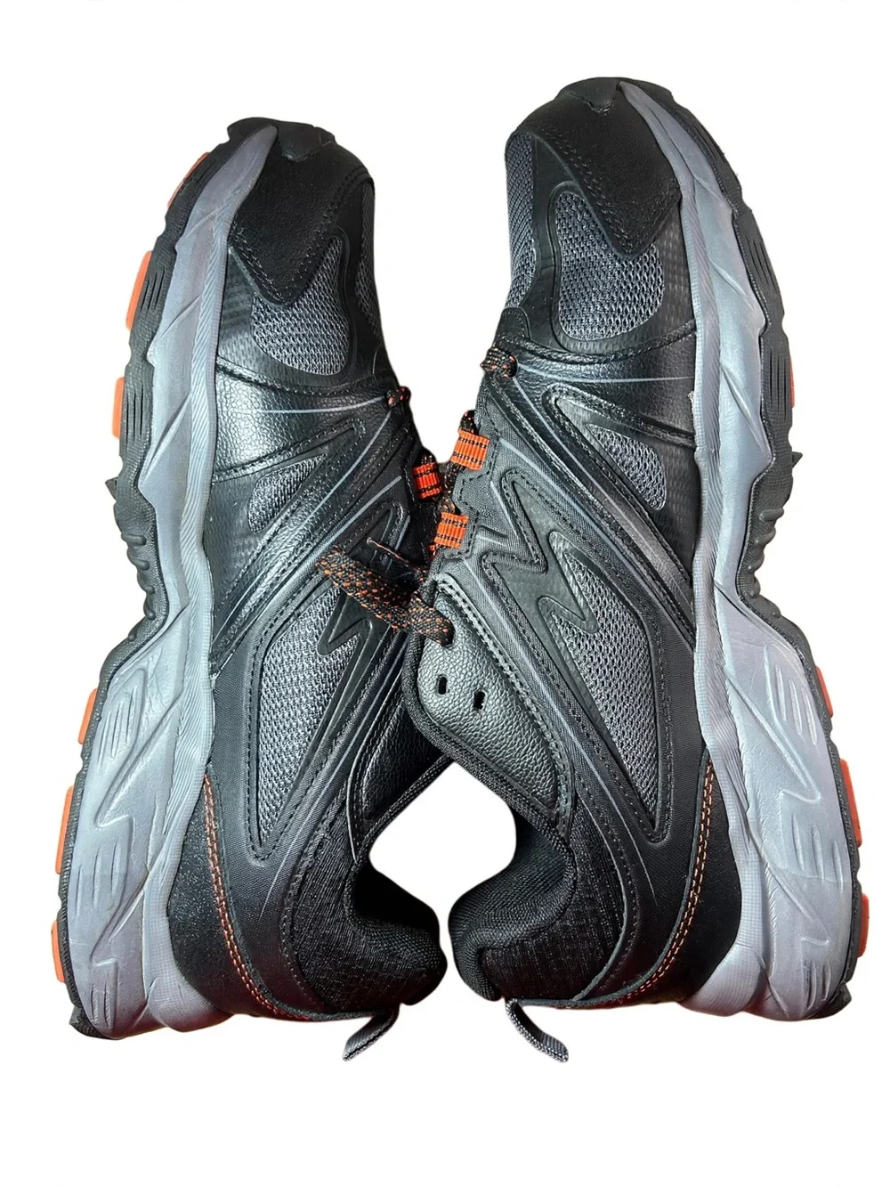 Black and Gray Men's Athletic Sneakers with Orange Accents